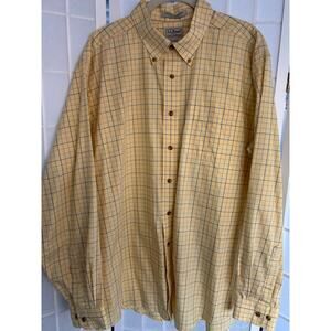 L.L. Bean Men’s XL Wrinkle Resistant Yellow Plaid Button Down Shirt Casual